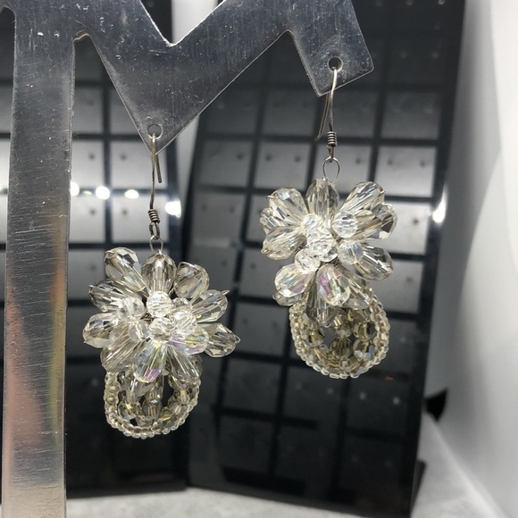 Handmade artisan crystal bead sterling silver 925 earrings sparkling statement - Picture 6 of 6